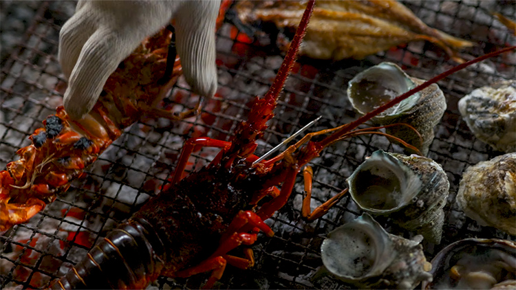 伊勢えびと魚介の浜焼き